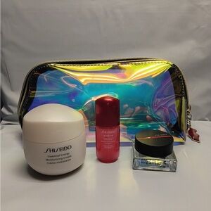 Shiseido White, Red and Black Skincare Trio with Iridescent Holographic Bag